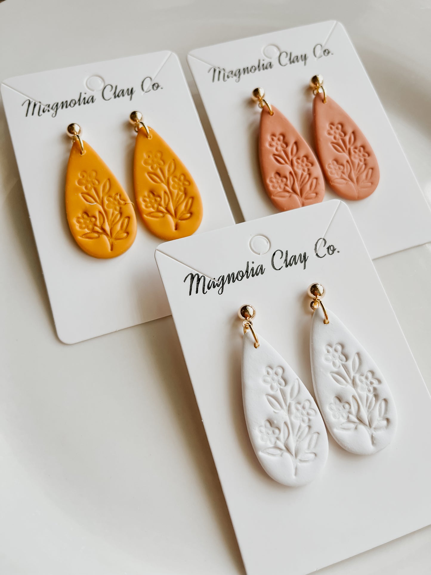 Dahlia Floral Print Teardrop Earrings