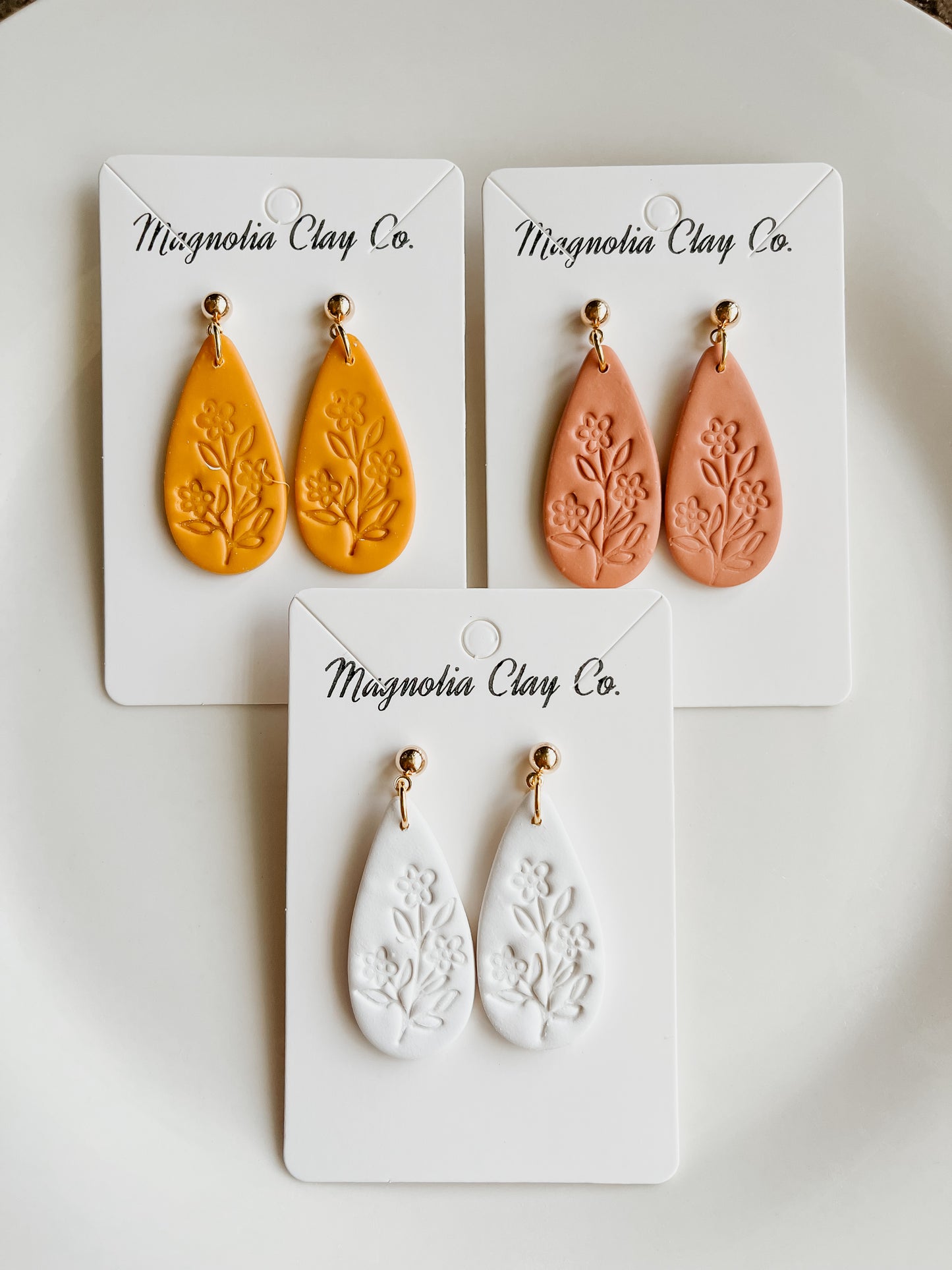 Dahlia Floral Print Teardrop Earrings