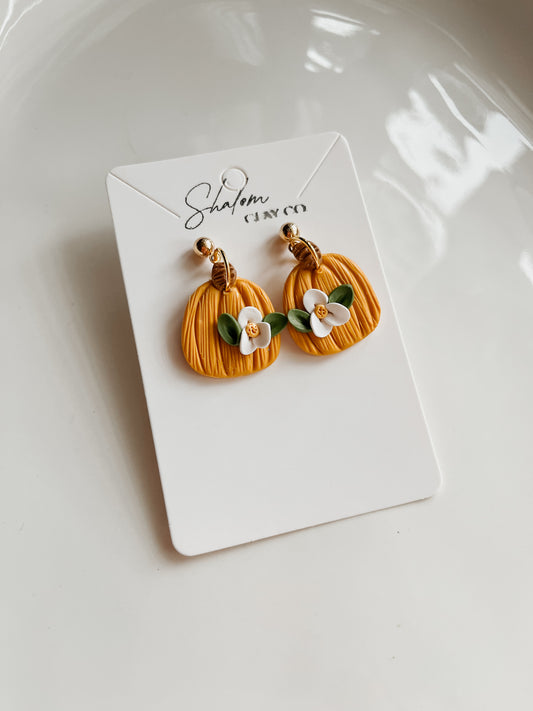 Magnolia Pumpkin Earrings