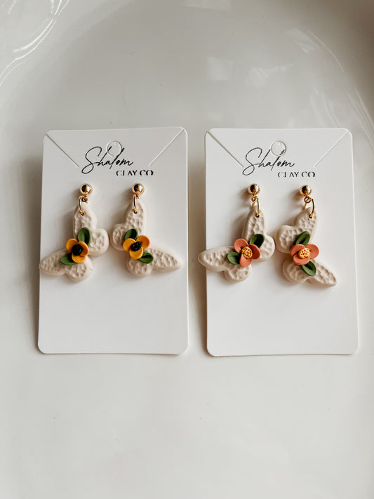 Autumn Floral Butterfly Earrings