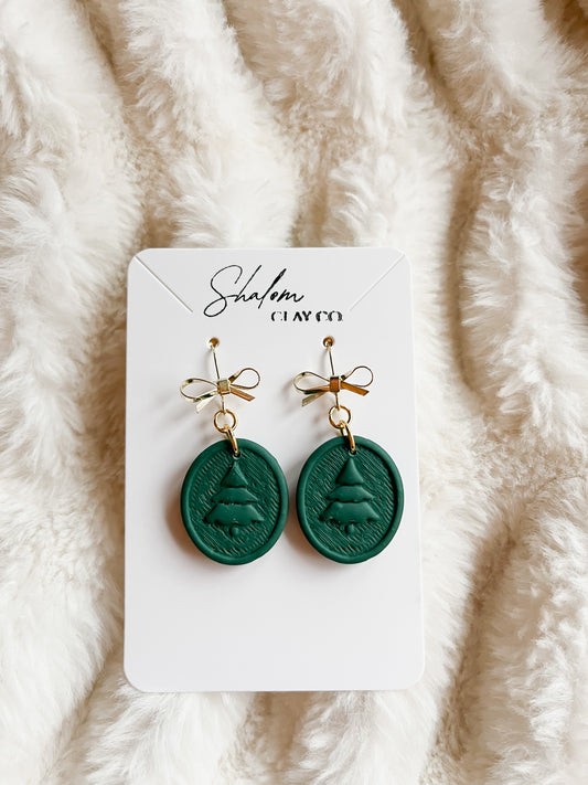 Christmas Tree Print Earrings