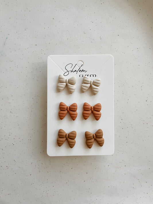 Autumn Neutrals Bow Stud Pack